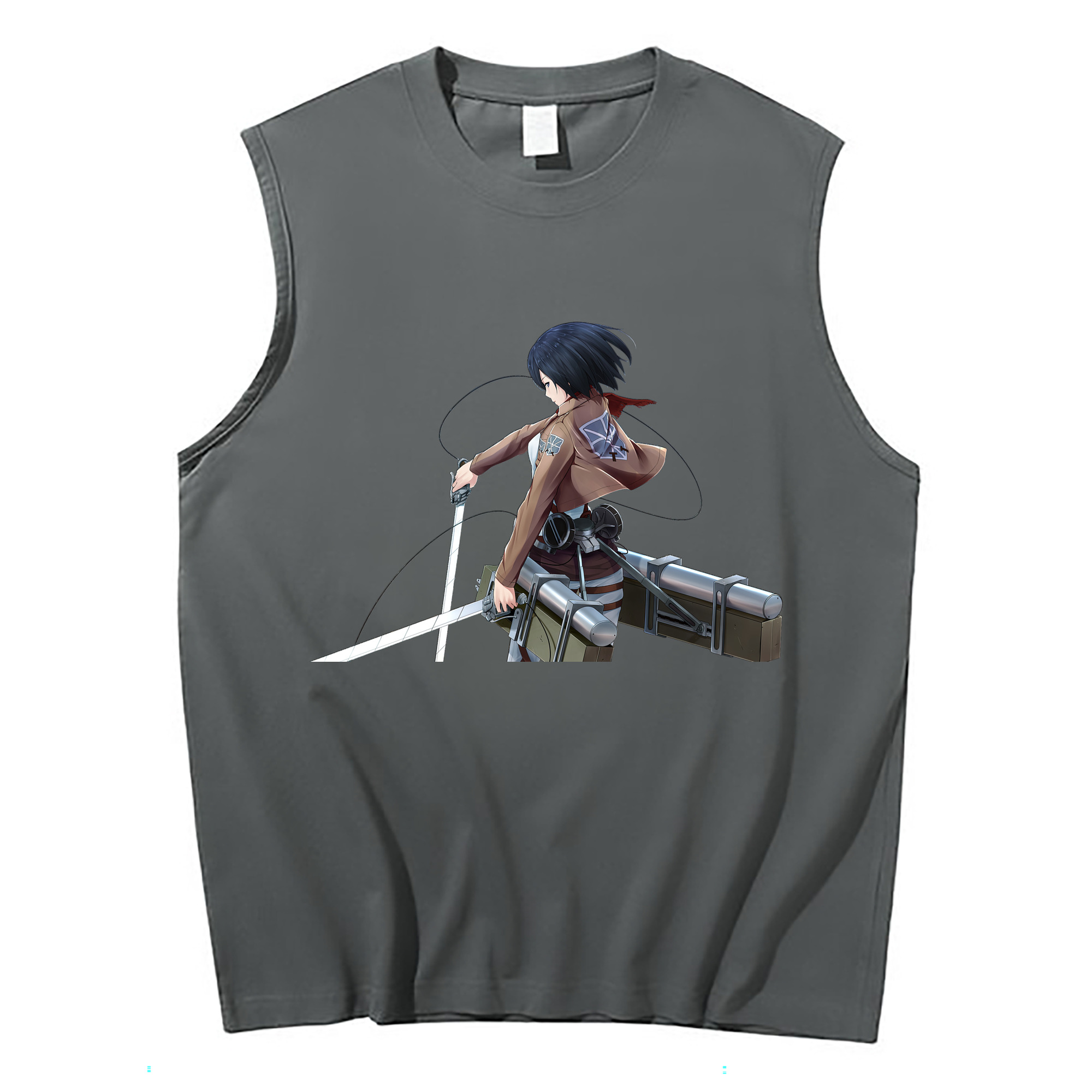 （画像用） 進撃の巨人 ミカサ·アッカーマン Attack on Titan Mikasa Ackerman コットン100％タンクトップ（フロントプリント）